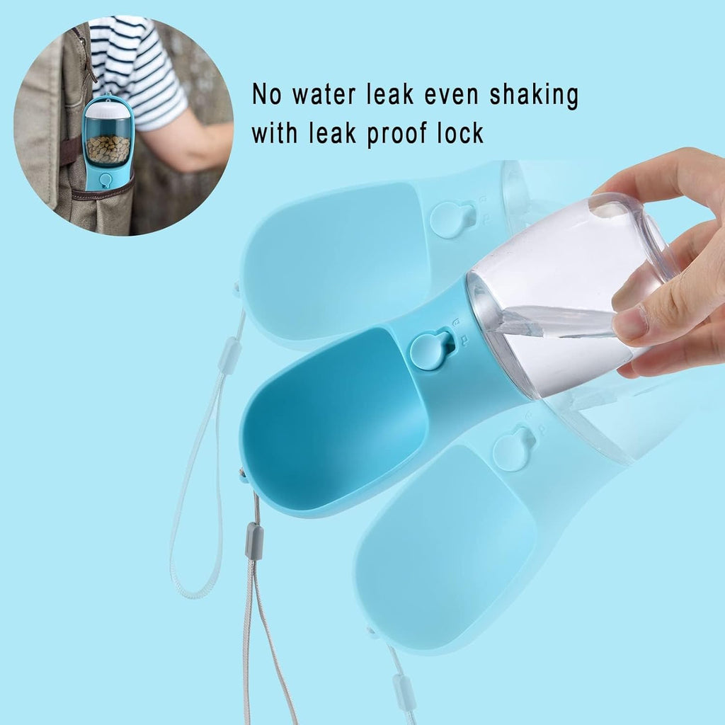 Portable Dog Water Bottle with Food Container and Filtration System for Travel