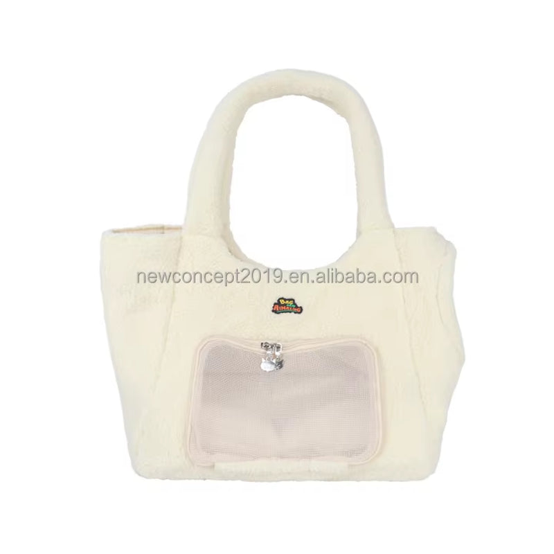Luxury Custom Logo Polar Fleece Dog Travel Carrier Bag - Breathable, Waterproof & Safe for Your Pet