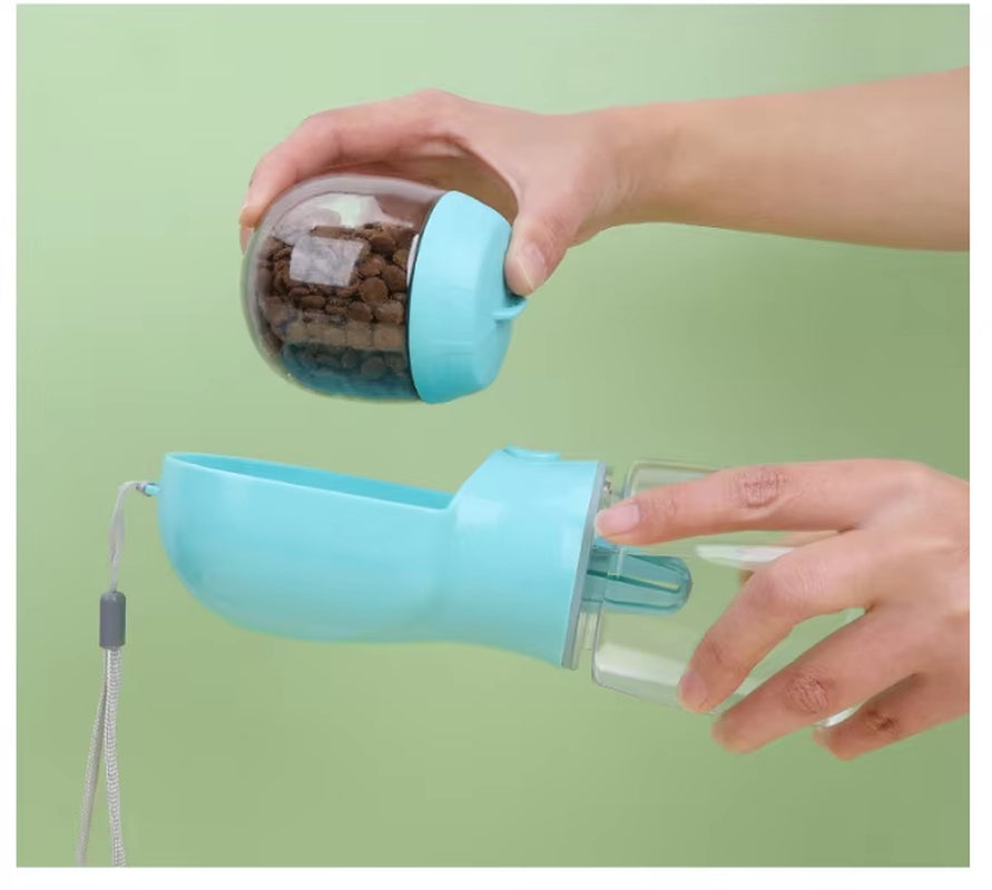 3 in 1 Portable Plastic Water Bottle for Dogs Outdoor Use Puppy Pet Travel Dog Drinking & Food Container Dispenser Bowl