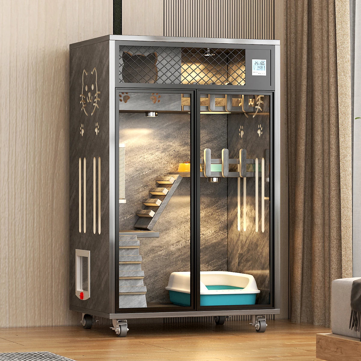 Hot Sell Cat Villa House Indoor Customized Multi- Layer Luxury Wood Pet House Cat Villa Wooden Indoor Houses Cats Condos
