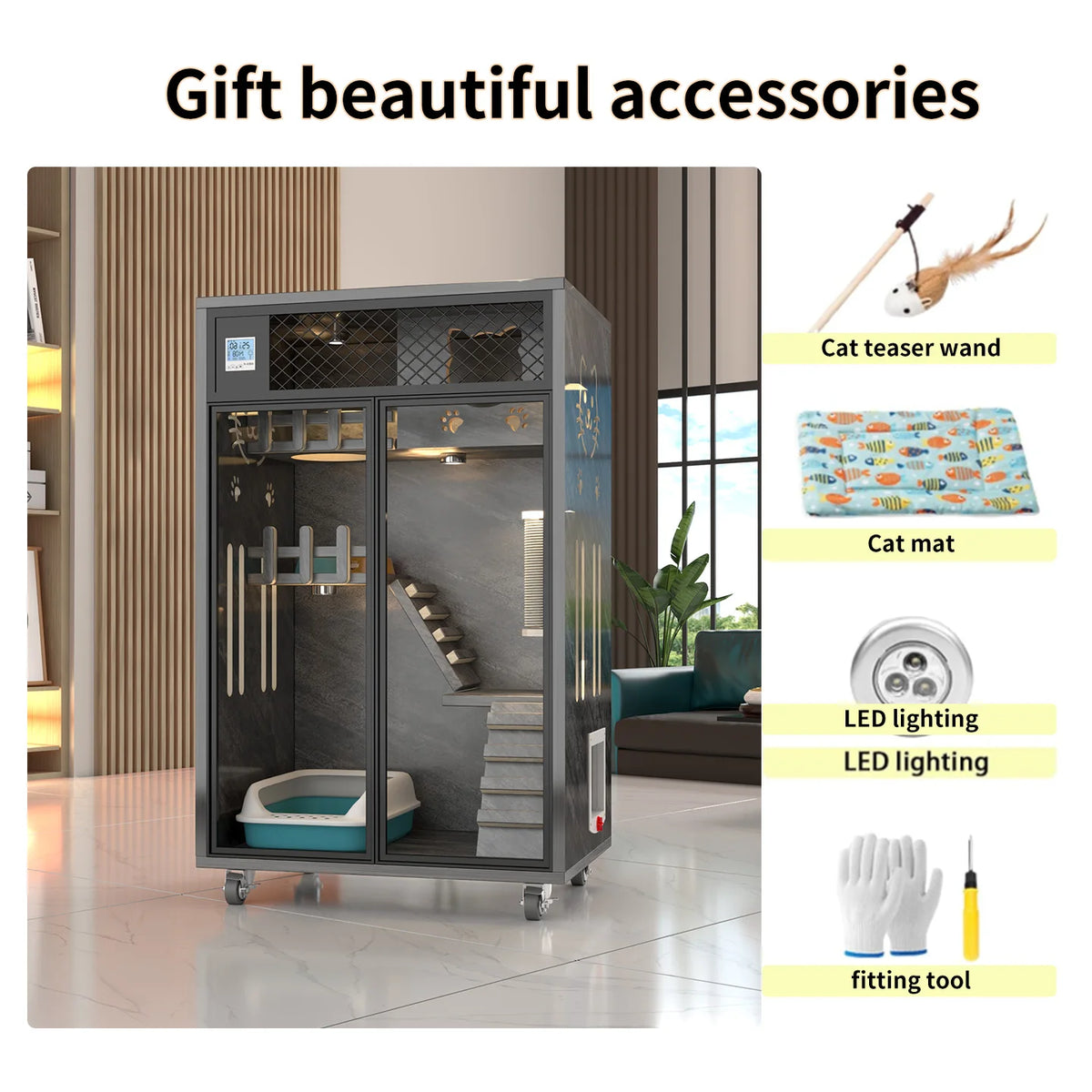 Hot Sell Cat Villa House Indoor Customized Multi- Layer Luxury Wood Pet House Cat Villa Wooden Indoor Houses Cats Condos