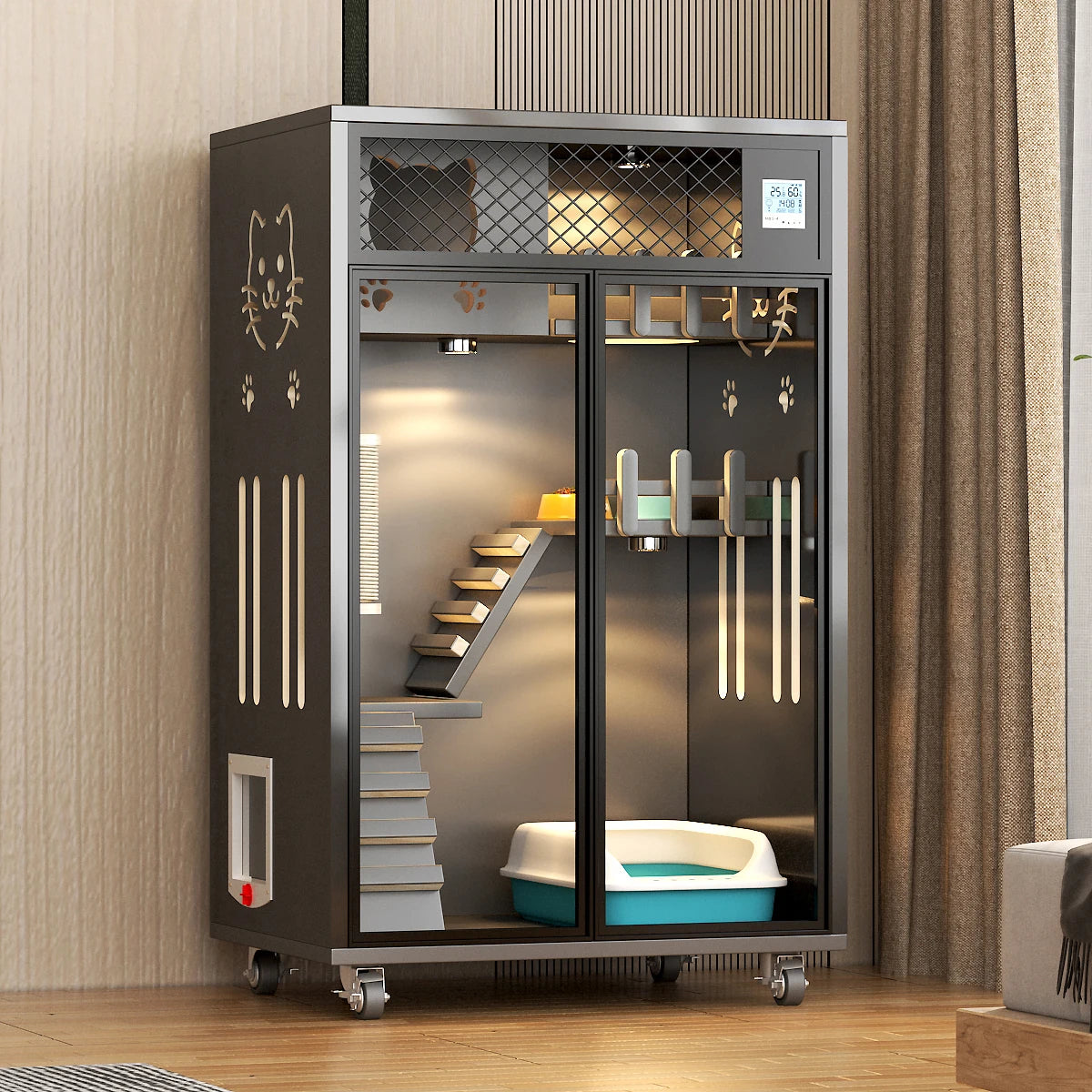 Hot Sell Cat Villa House Indoor Customized Multi- Layer Luxury Wood Pet House Cat Villa Wooden Indoor Houses Cats Condos