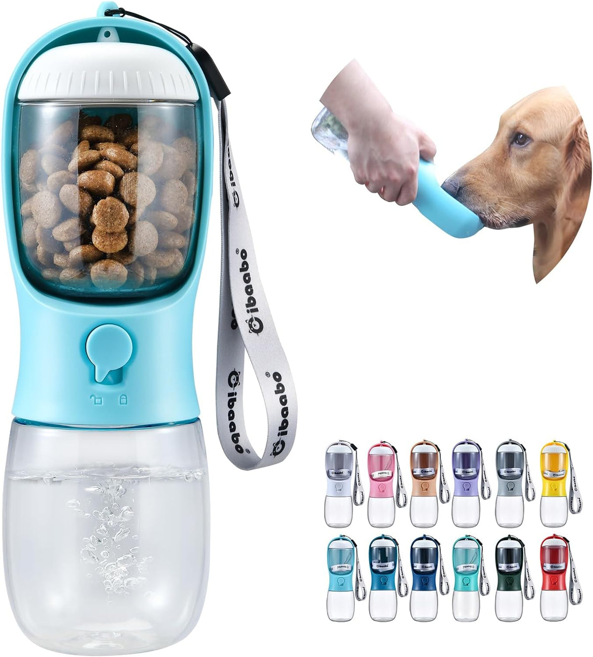 Portable Dog Water Bottle with Food Container and Filtration System for Travel