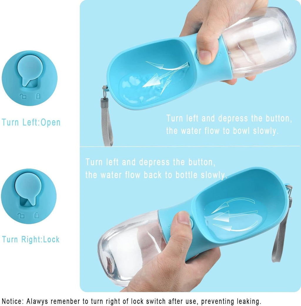 Portable Dog Water Bottle with Food Container and Filtration System for Travel