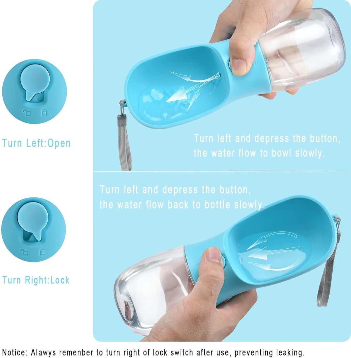 Portable Dog Water Bottle with Food Container and Filtration System for Travel