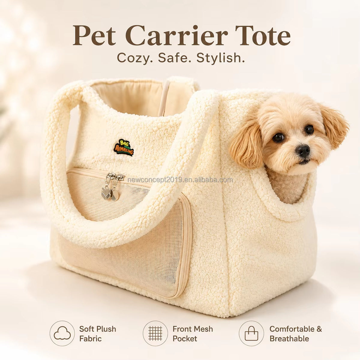 Luxury Custom Logo Polar Fleece Dog Travel Carrier Bag - Breathable, Waterproof & Safe for Your Pet