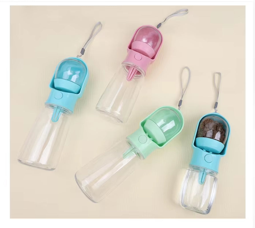 3 in 1 Portable Plastic Water Bottle for Dogs Outdoor Use Puppy Pet Travel Dog Drinking & Food Container Dispenser Bowl