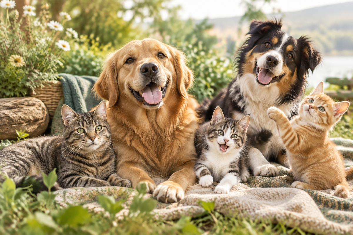 Happy Dogs and Cats Banner